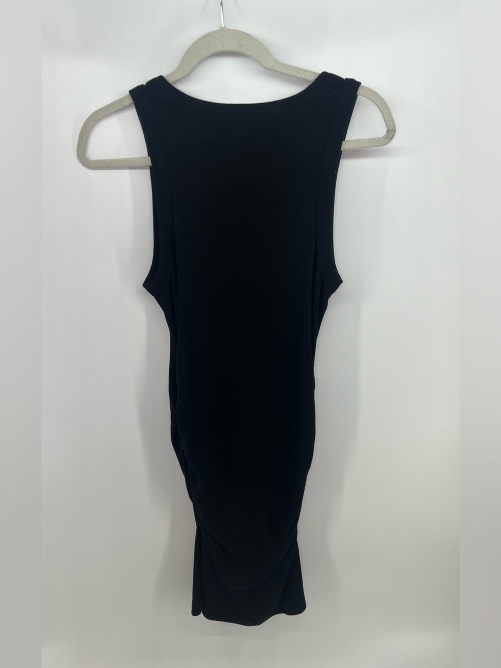 Michael Stars Demi Black Sleeveless Ribbed Ruched Fitted Tank Dress L Large - Picture 7 of 12
